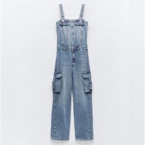 Zara TRF Denim Cargo Overalls